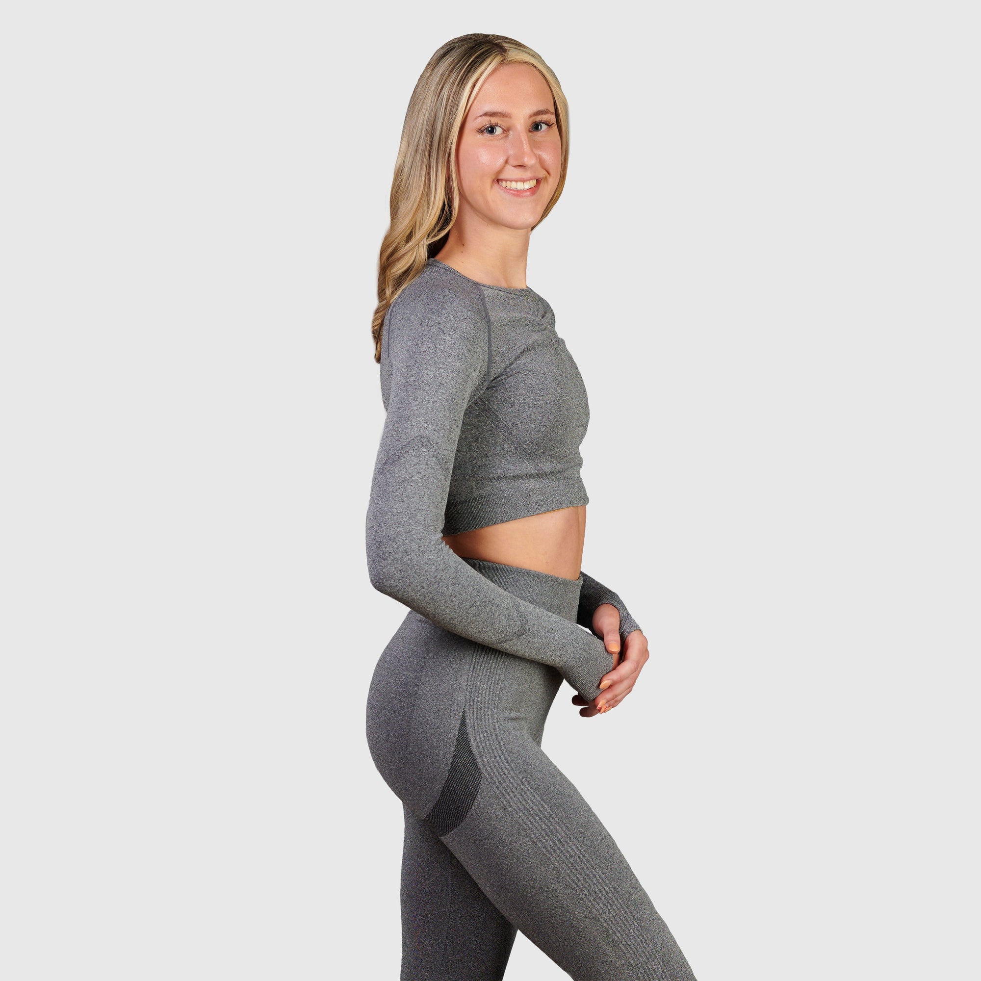 ADAPT Long Sleeve Crop - Grey Marl – URBN ZONE